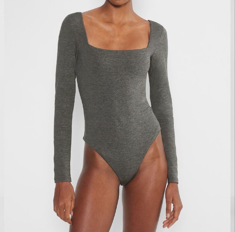 Aritzia Original Contour Headway Square Neck Bodysuit charcoal gray M NEW